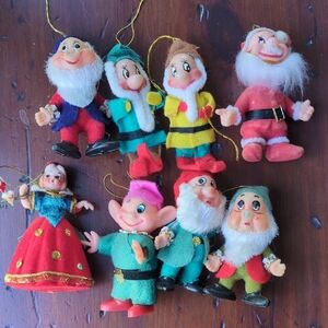 Vintage Snow White And Seven Dwarfs Christmas Ornaments